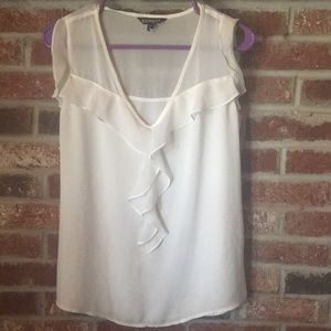 Ruffle front express blouse